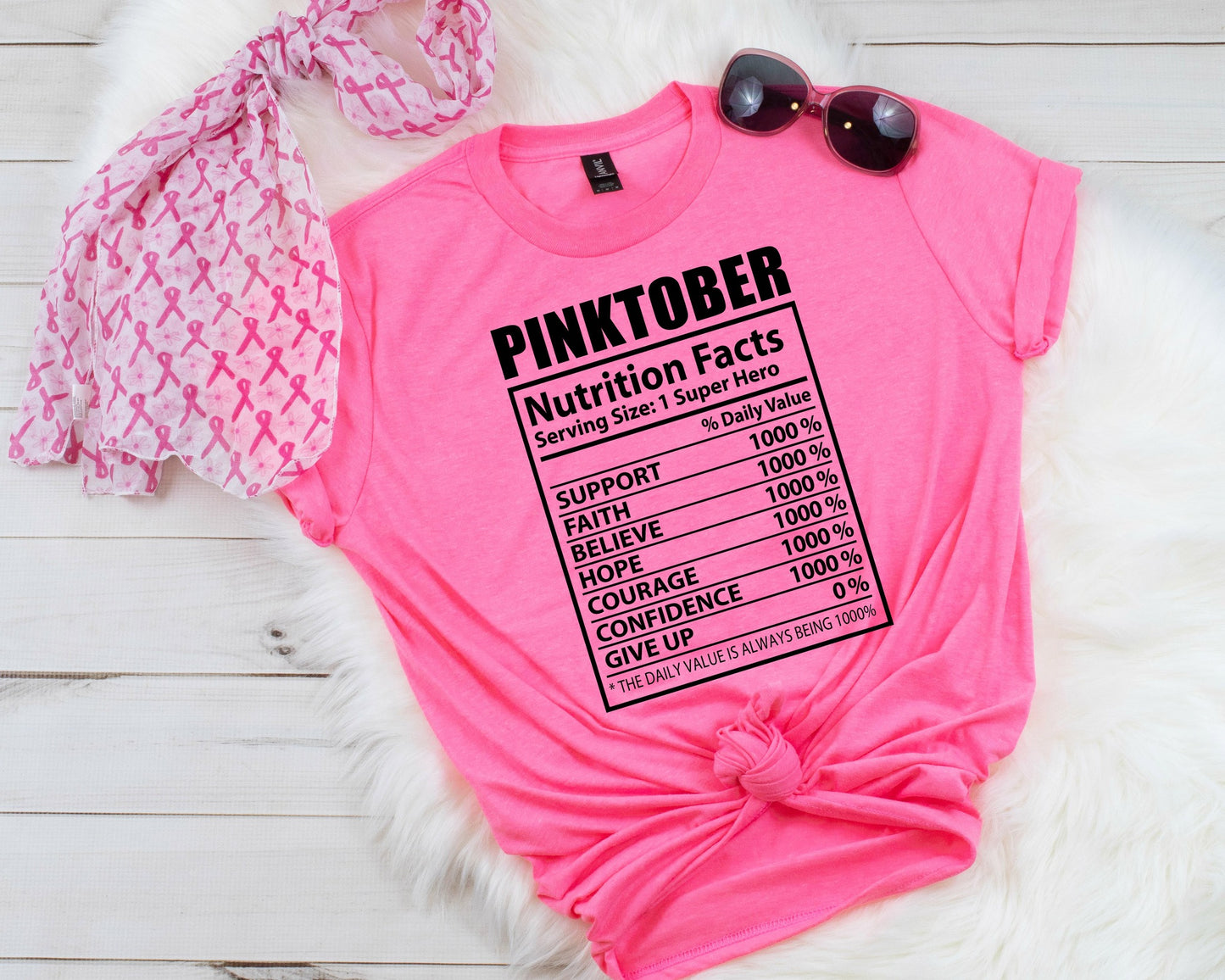 Pinktober Nutrition facts Cancer Awareness T-shirt