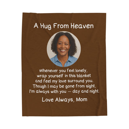 A Hug From Heaven Velveteen Plush Blanket, Cozy Gift for Mom, Comforting Throw for Family, Remembrance Blanket, Sympathy Gift