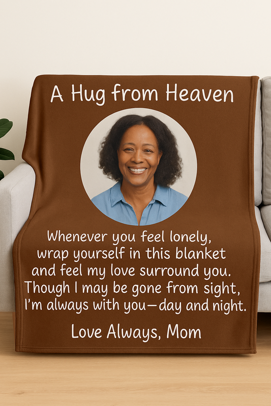 A Hug From Heaven Velveteen Plush Blanket, Cozy Gift for Mom, Comforting Throw for Family, Remembrance Blanket, Sympathy Gift