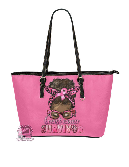 Cancer Survivor Worrier Leather Tote Bag ( Small)